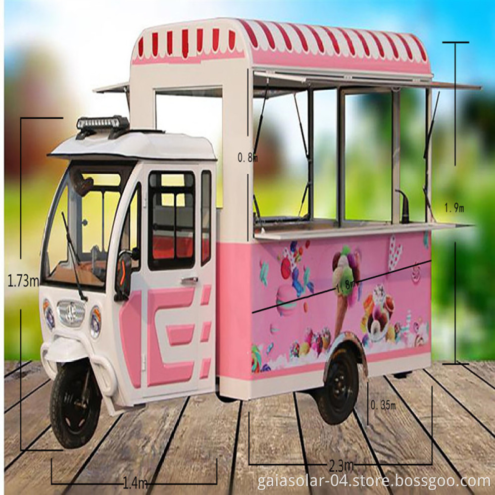 1500W 35 km 2020 Hot Selling Made in China OEM Fast Food Van goedkope driewieler Food Truck Food Cart te koop